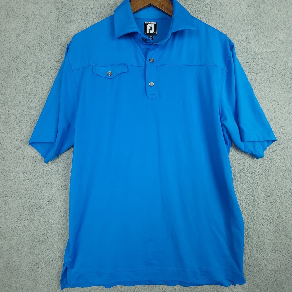 Footjoy FJ Golf Polo Shirt Mens Large Blue‎ Performance Stretch Short Sleeve - Picture 2 of 7